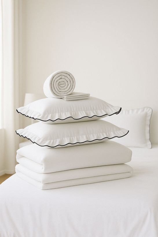 سرویس روتختی چیندار ساده سفید