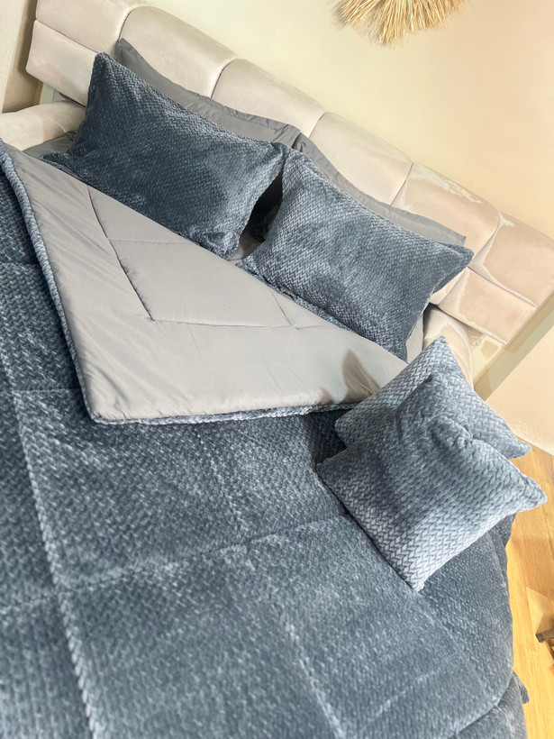 سرویس روتختی مخمل گندمی طوسی