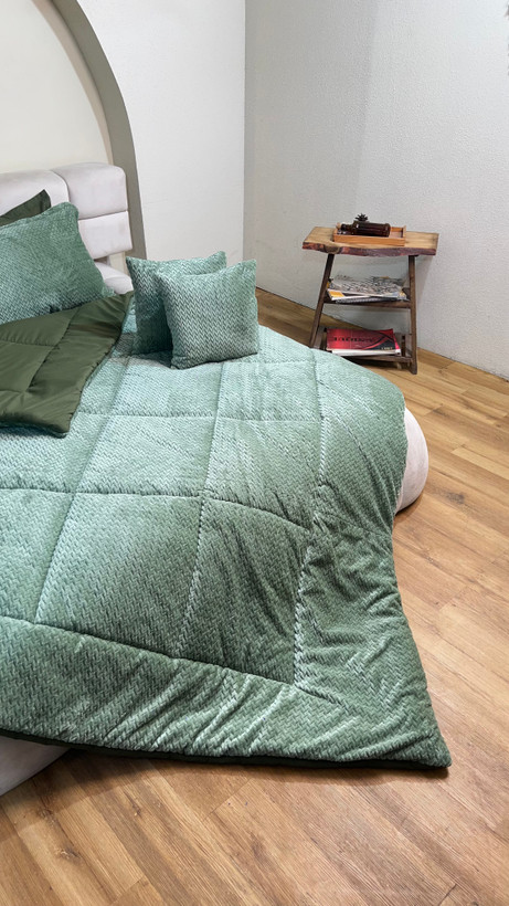 سرویس روتختی مخمل گندمی سبز