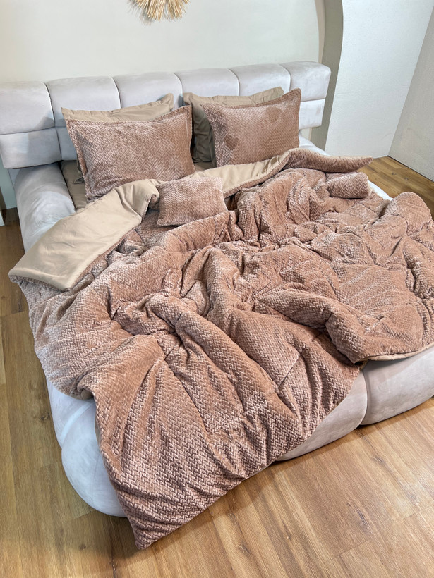 سرویس روتختی مخمل گندمی کرم نسکافه ای