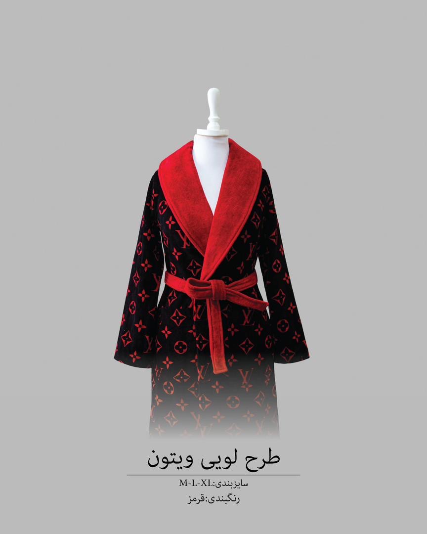 حوله تن پوش پالتویی لویی‌ویتون قرمز مشکی