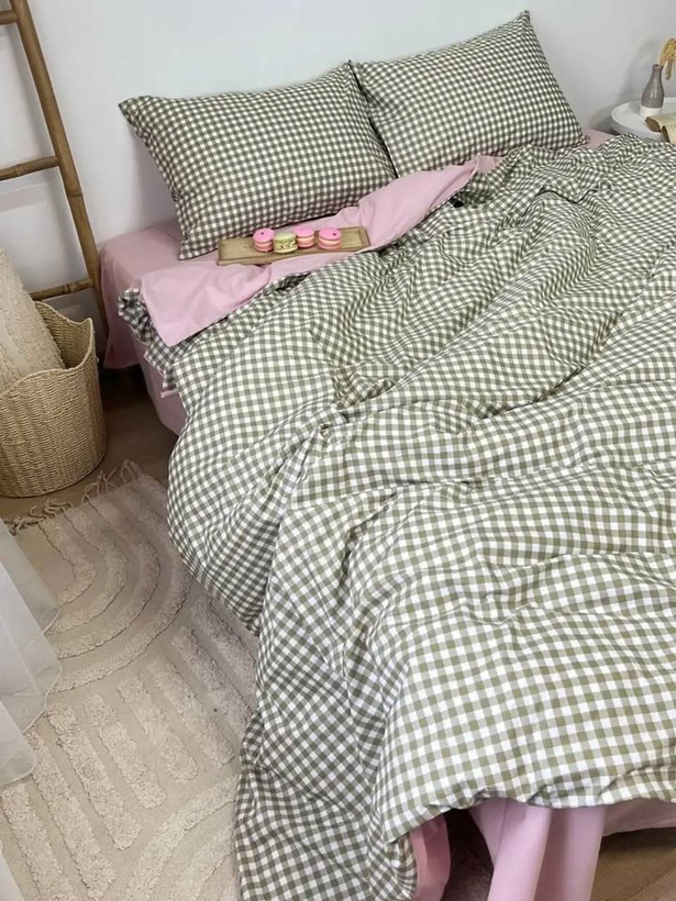 روتختی فول سایز بندی رنگبندی چهارخونه سبز صورتی