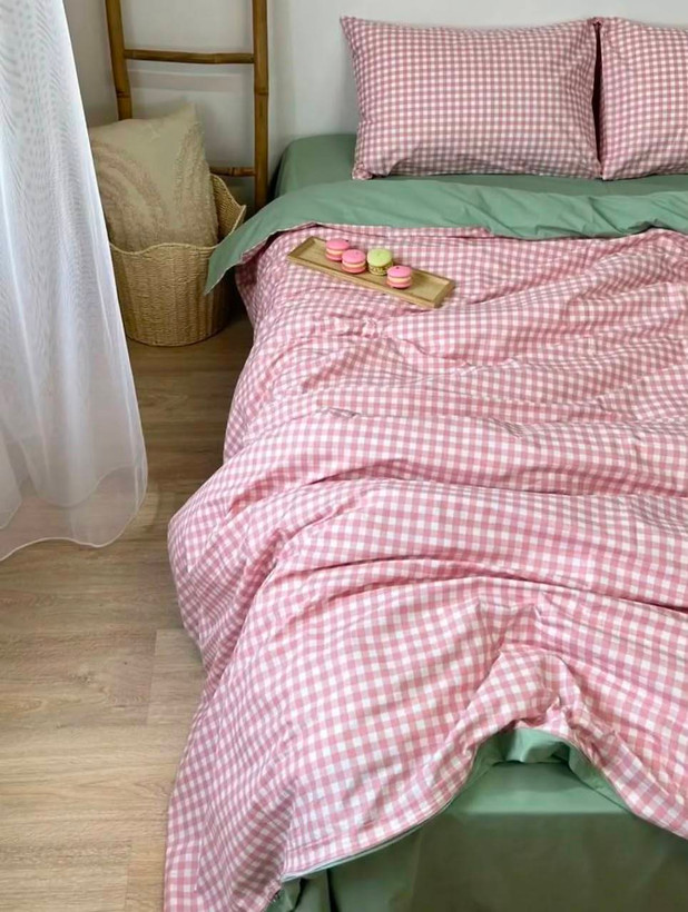 روتختی فول سایز بندی رنگبندی چهارخونه صورتی سبز