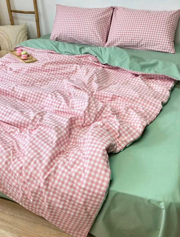 روتختی فول سایز بندی رنگبندی چهارخونه صورتی سبز