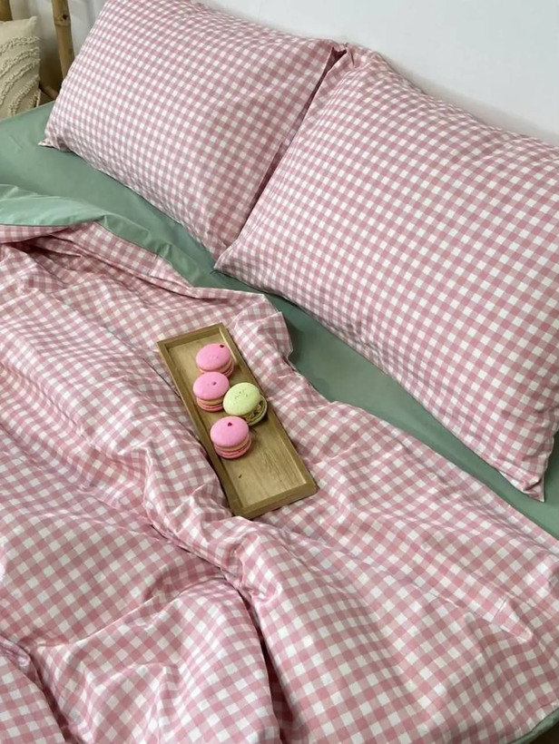 روتختی فول سایز بندی رنگبندی چهارخونه صورتی سبز
