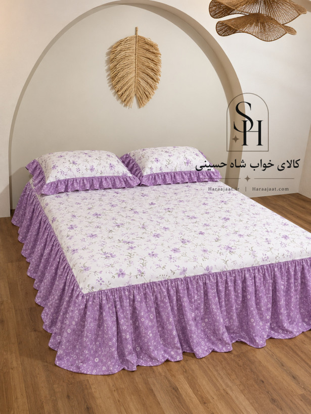 نیم ست روتختی کشدار چین دار و روبالشی چیندار