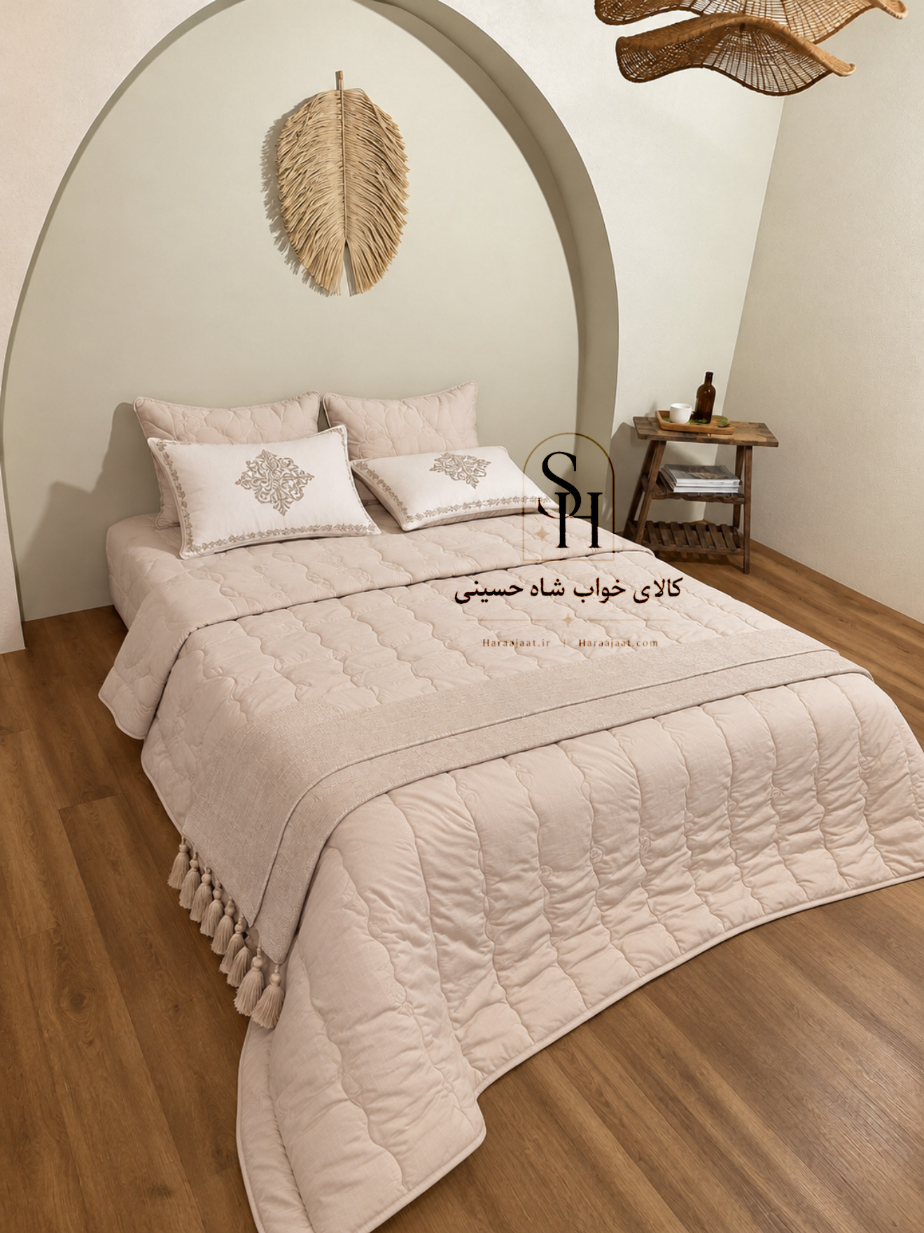 روتختی پنبه دوزی ۲نفره برند Pondisa رنگ کرم